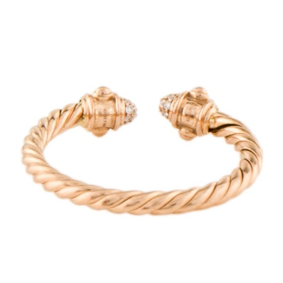 DAVID YURMAN 18K ROSE GOLD & DIAMOND RENAISSANCE BAND RING - Picture 6 of 16